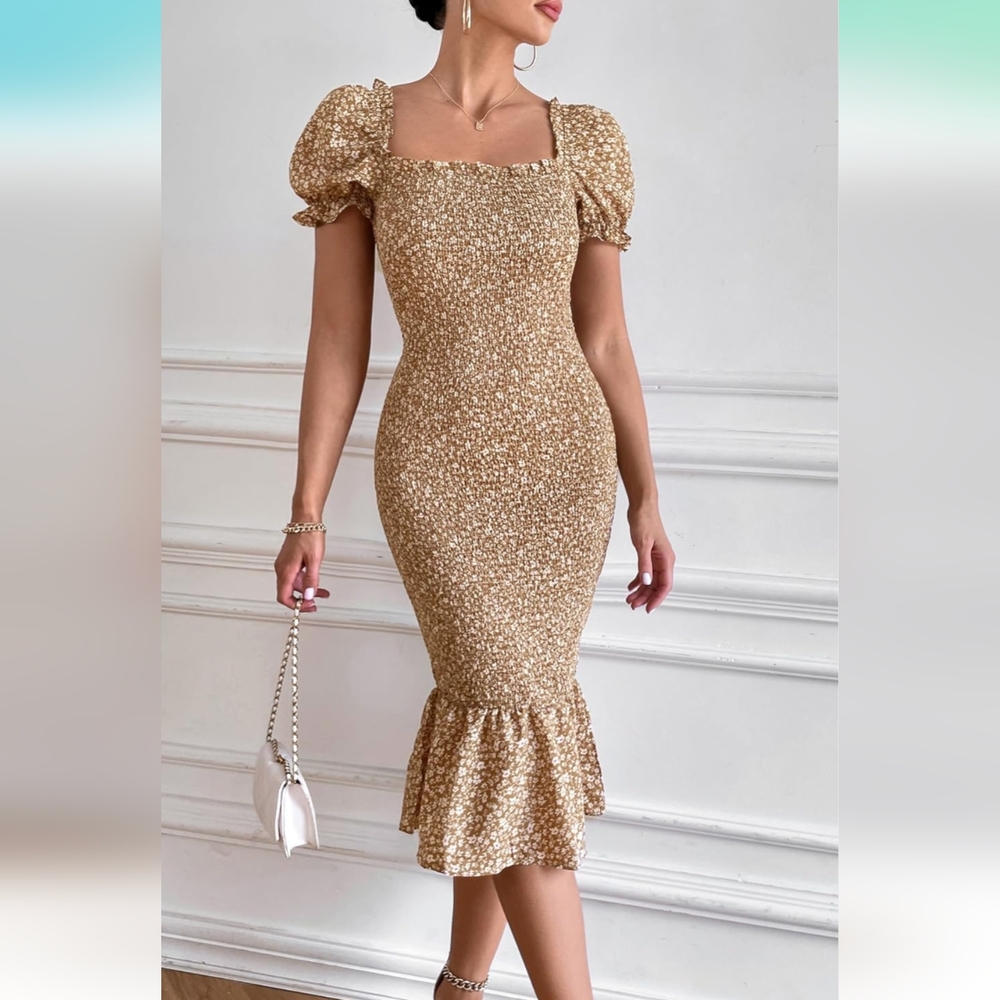 Elegant Mermaid Floral Dress